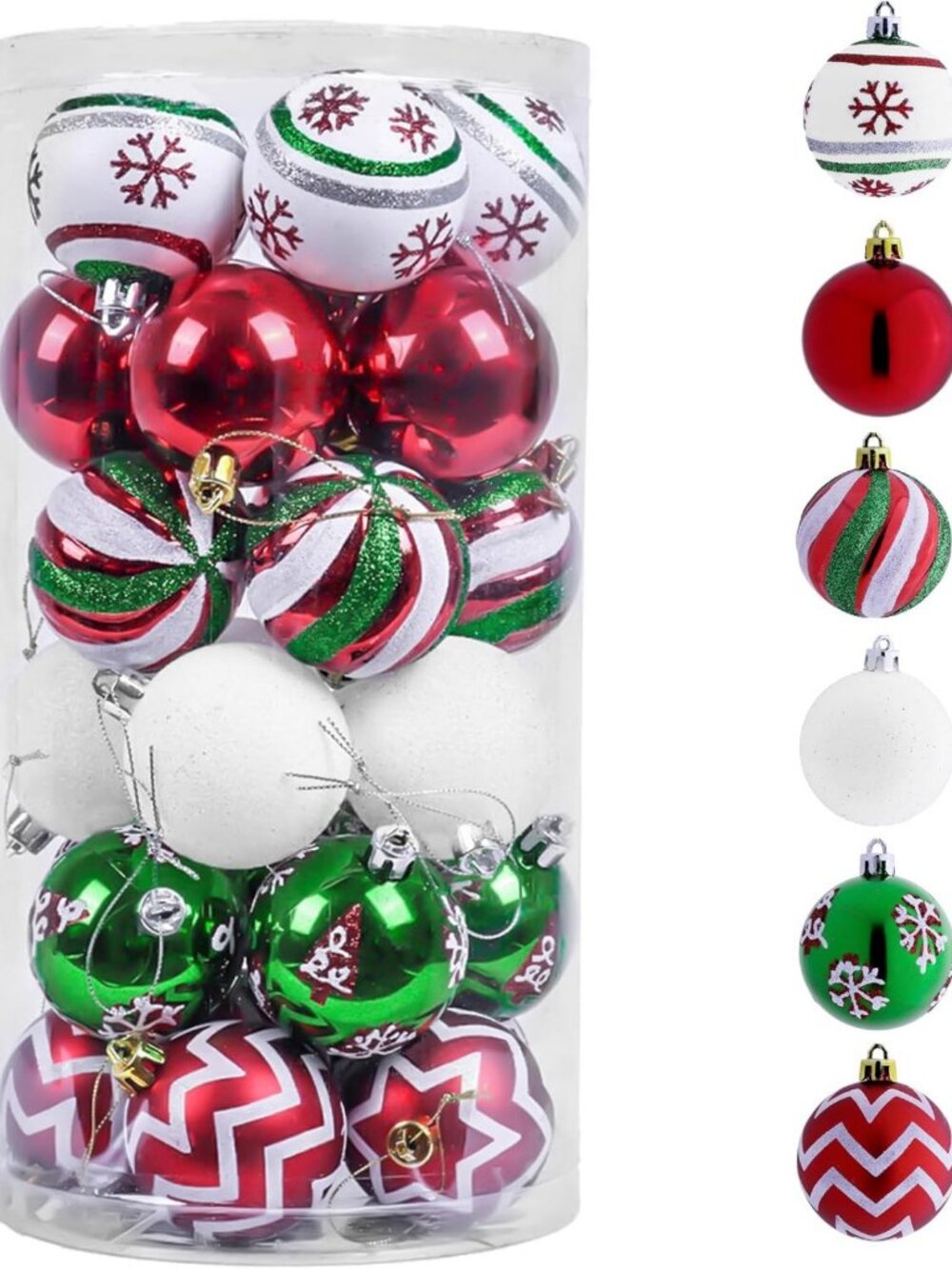 30ct Christmas Tree Ornaments Set - Festive Holiday Decorations, 2 Inch